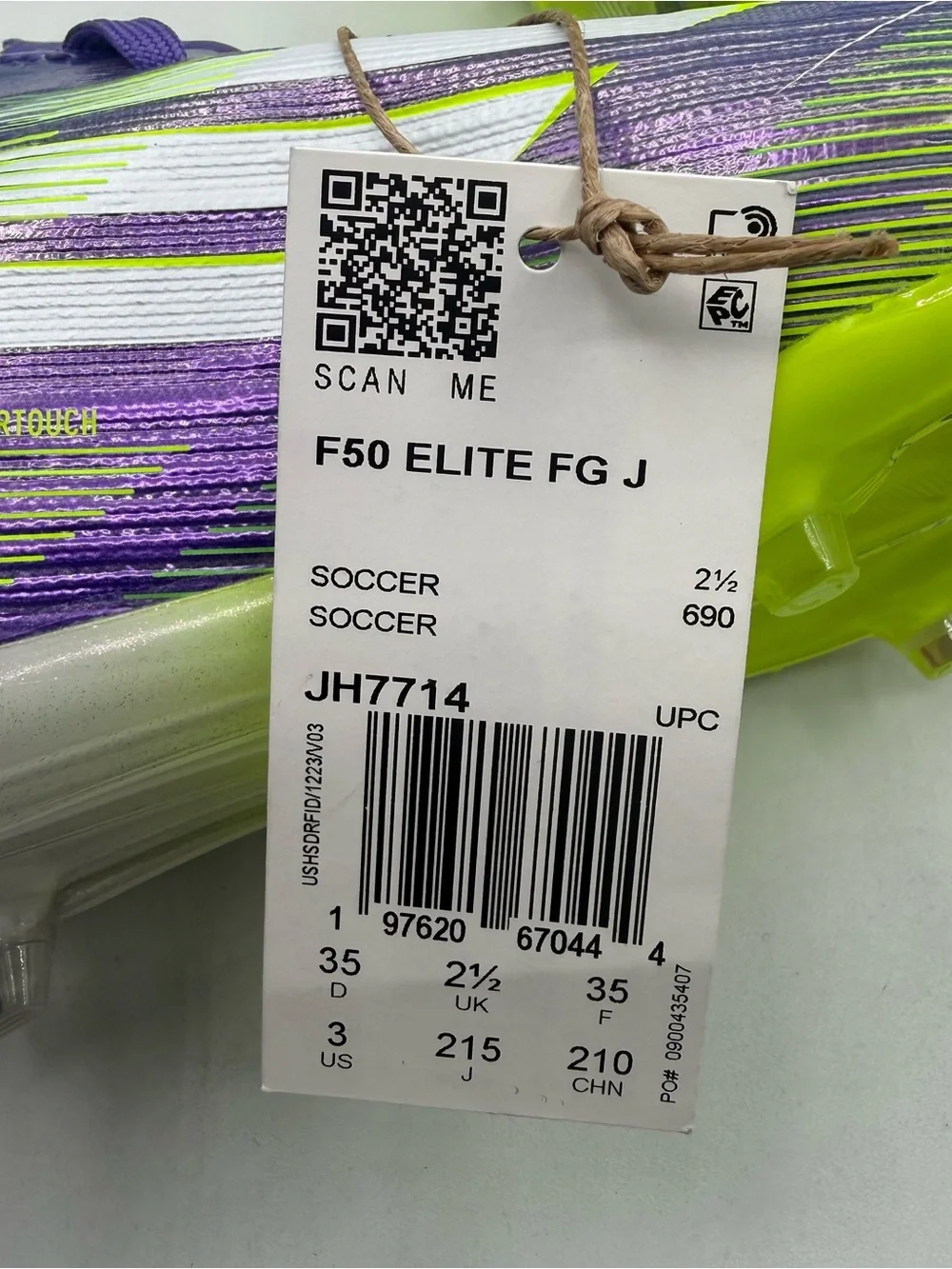 Adidas F50 Elite FG Purple Rush Lucid Lemon JH7714 Soccer Cleats Youth Size 3